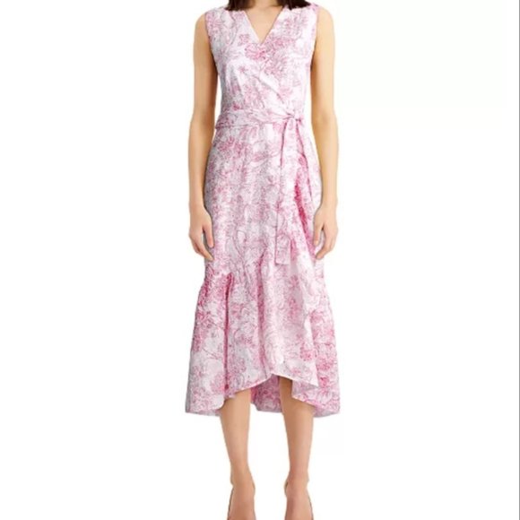 Charter Club Printed Eyelet Rufflet Faux-WrapDress - Picture 1 of 3